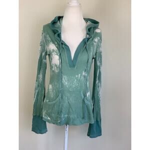 Y2K Butterfly Dropout Hooded Top Hoodie Small Fairycore Vtg Burnout Thermal